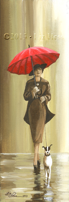 Umbrellas In The Rain Painting Card With Envelope 